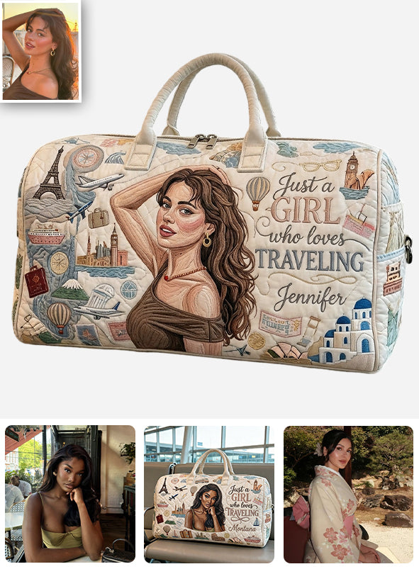 Une Fille Qui Aime Voyager - Sac de Voyage Personnalisé Matelassé