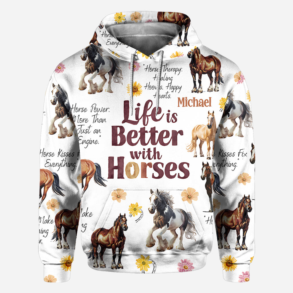 Life Is Better With Horses - Personalized Horse All Over Shirt