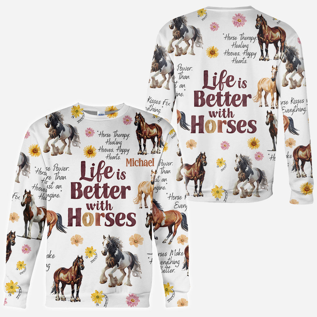 Life Is Better With Horses - Personalized Horse All Over Shirt