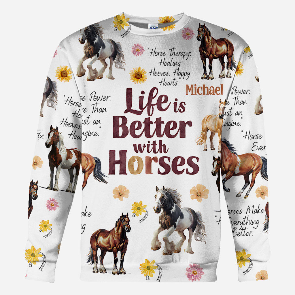 Life Is Better With Horses - Personalized Horse All Over Shirt