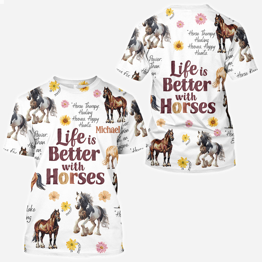 Life Is Better With Horses - Personalized Horse All Over Shirt