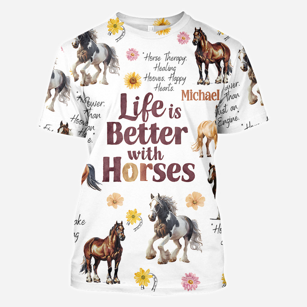 Life Is Better With Horses - Personalized Horse All Over Shirt