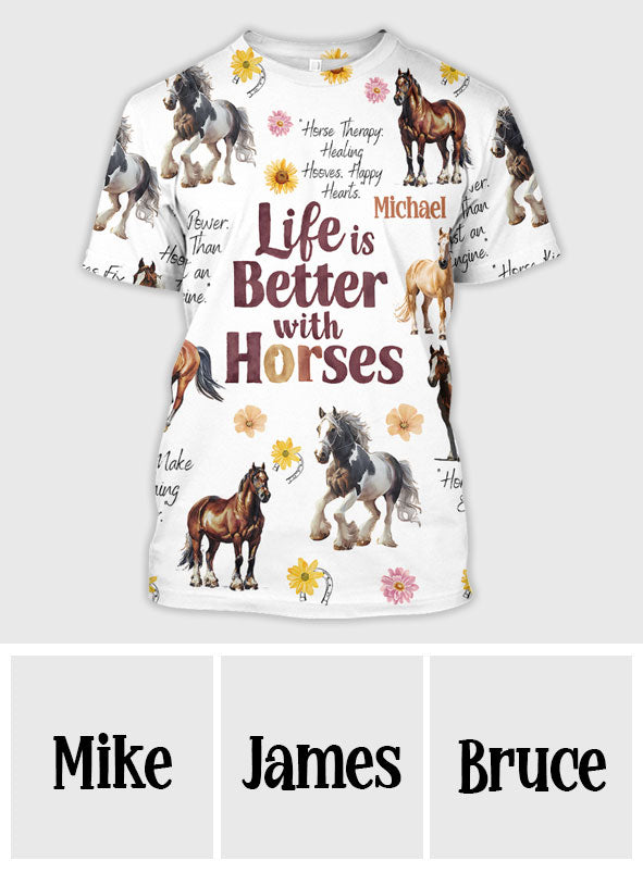 Life Is Better With Horses - Personalized Horse All Over Shirt