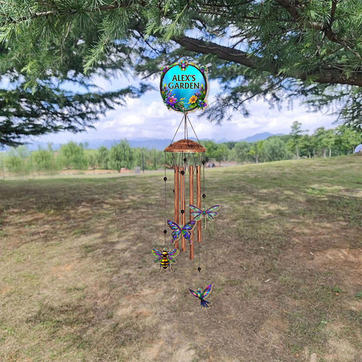 Garden Lovers Gift - Personalized Gardening Wind Chime With Charms