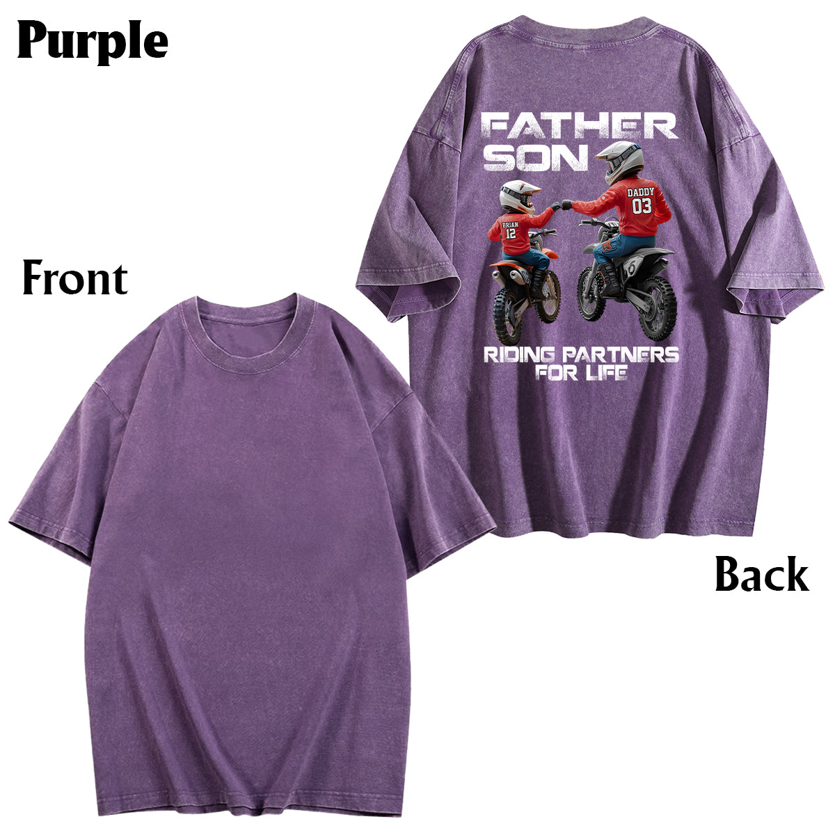 Dirt Bike Dad And Kid - Personalized Dirt Bike Wash T-shirt