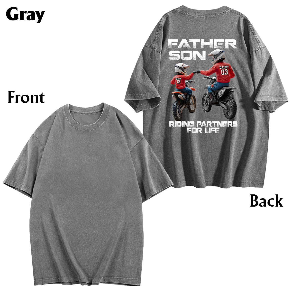 Dirt Bike Dad And Kid - Personalized Dirt Bike Wash T-shirt