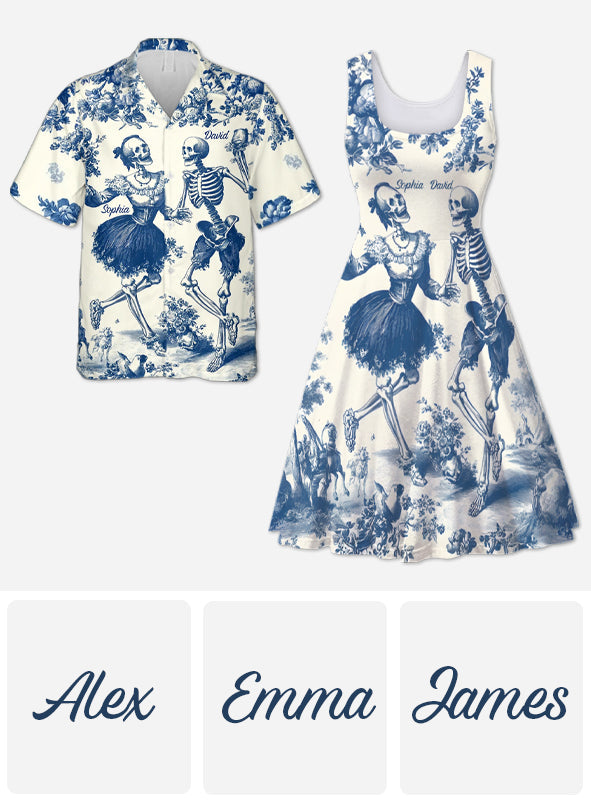 Til Death Do Us Part Aloha Skeleton - Personalized Couple Hawaiian Shirt & Sleeveless Dress