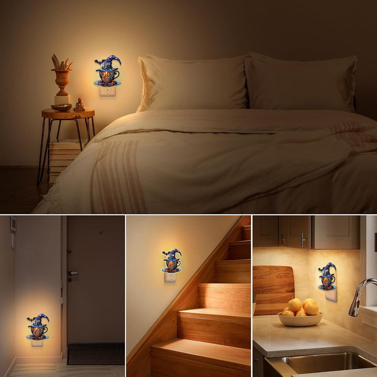 Witch Hat And Coffee Mug - Personalized Witch Acrylic Plug-In Night Light