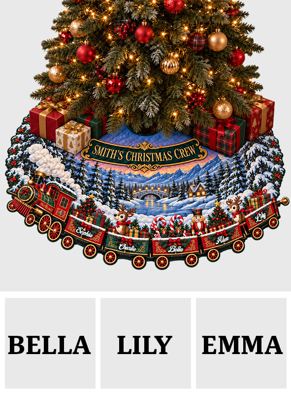 Christmas Train Crew Family Gift - Personalized Family Shaped Tree Skirt