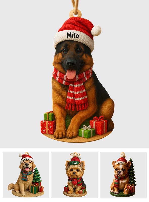Weihnachtshund – Personalisierter Hunde-Weihnachtsbaumschmuck in individueller Form