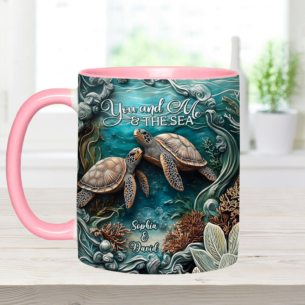 You And Me And The Sea - Personalized Turtle Accent Mug