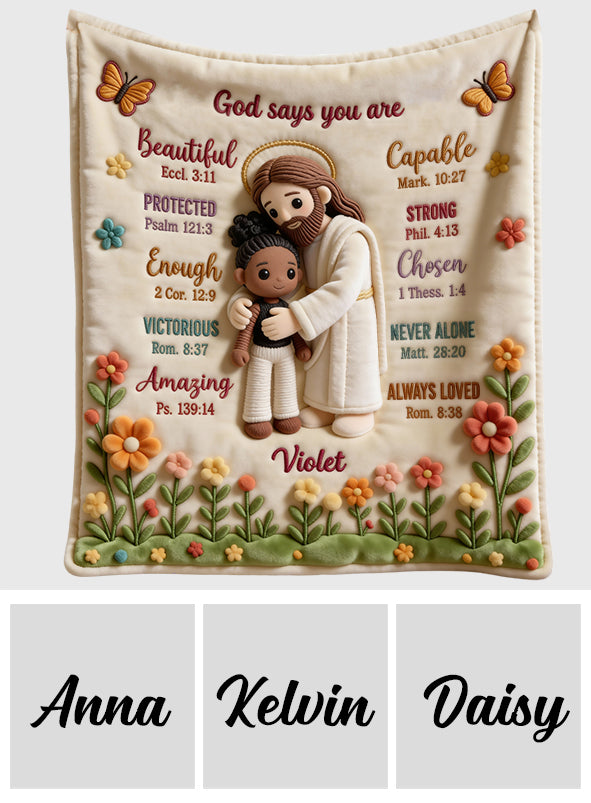 Couverture chrétienne personnalisée « Crochet God Says You Are »