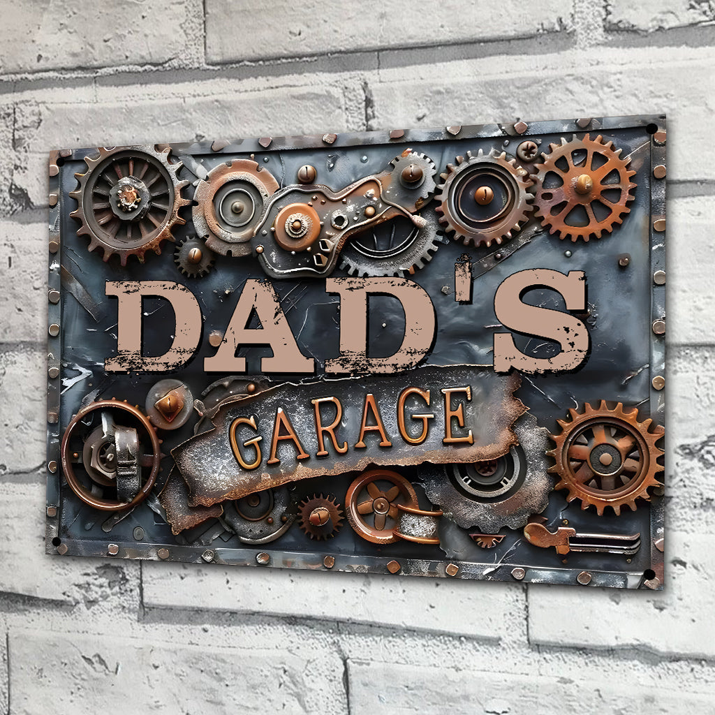 Dad's Garage Custom Title - Personalized Father Rectangle Metal Sign
