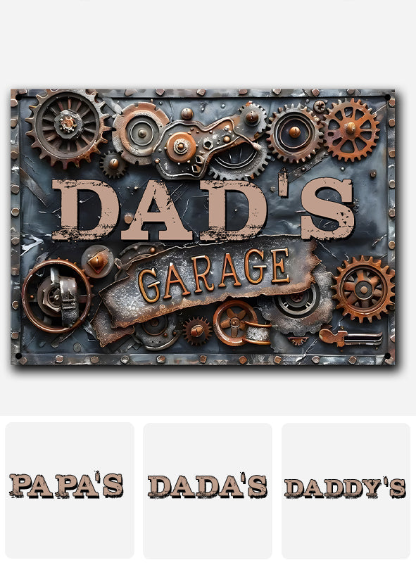 Dad's Garage Custom Title - Personalized Father Rectangle Metal Sign