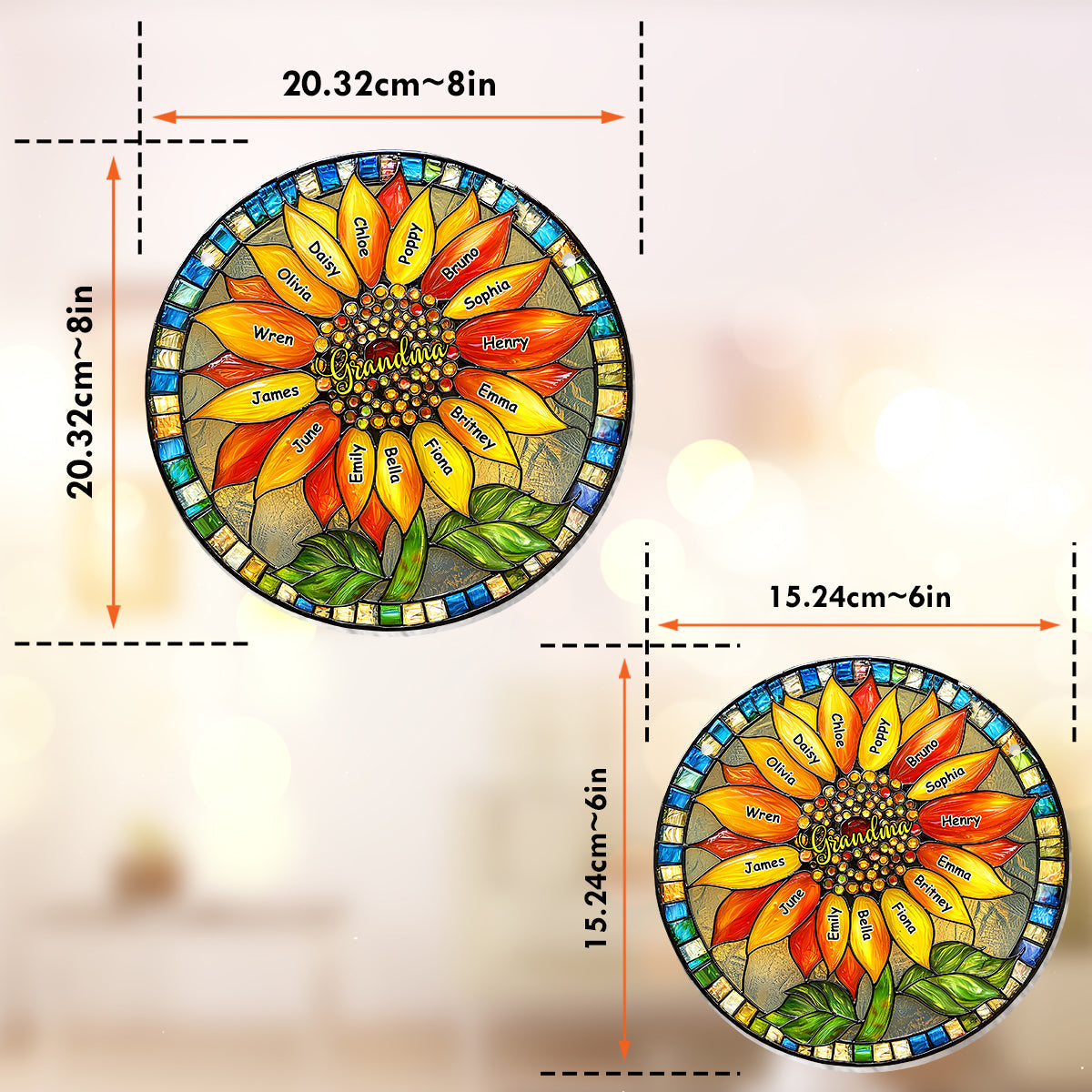 Grandma / Mom Sunflower - Personalized Grandma Window Hanging Suncatcher Ornament
