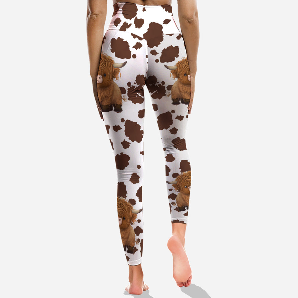 Cute Highland Cows - Personalized Highland Cow Hollow Tank Top and Leggings