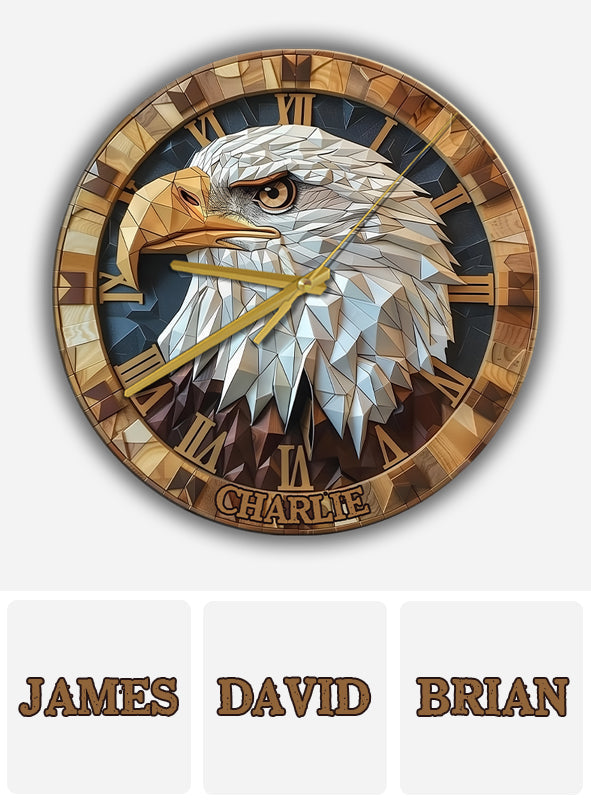Horloge murale personnalisée Aigle à tête blanche « J’adore »