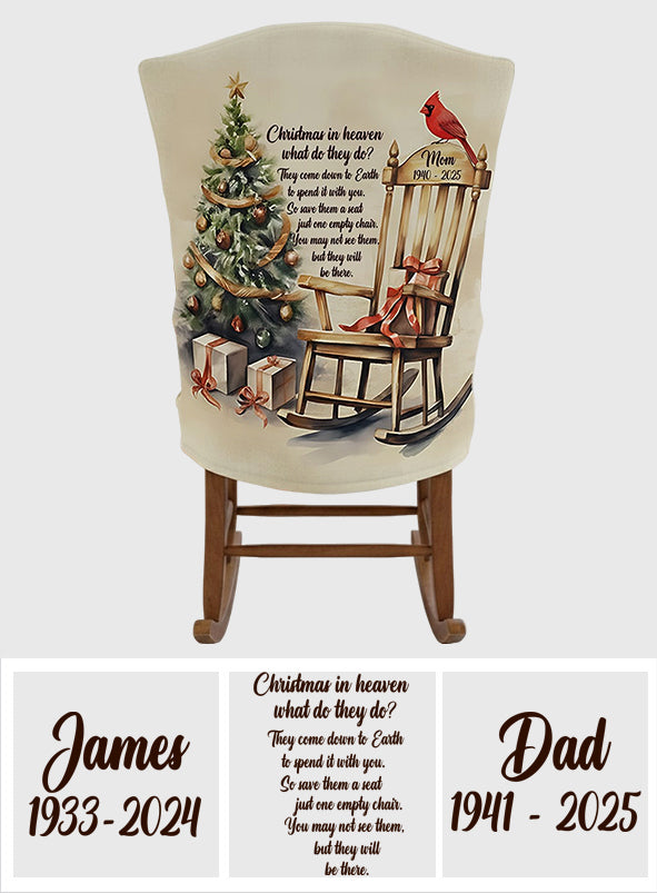Christmas In Heaven Cardinal - Personalized Memorial Chair Cover Set