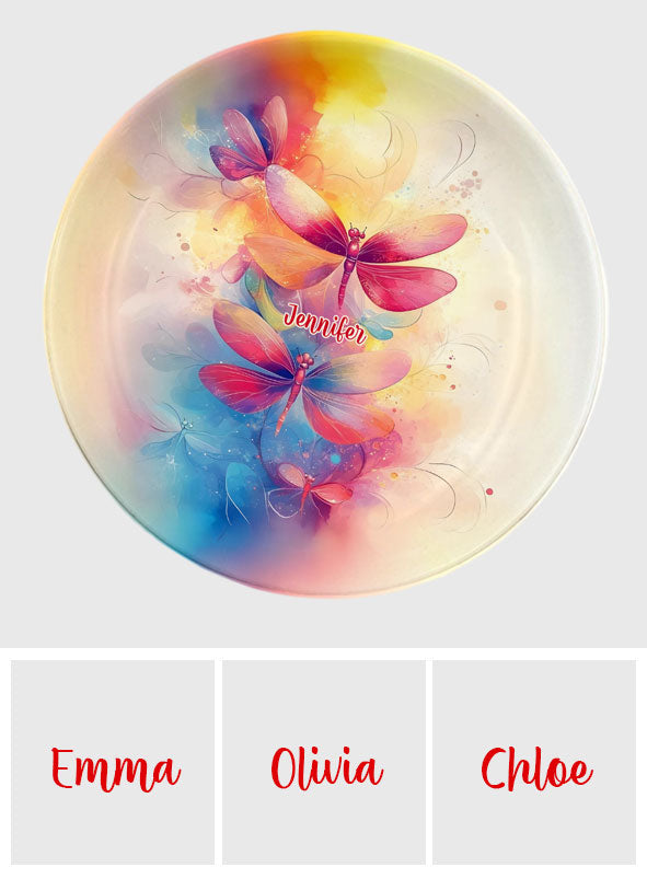 Buntes Leben – Personalisierte Schmuckschale mit Libellenmotiv und Vollflächigem Aufdruck