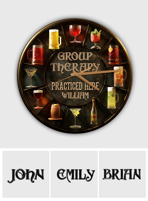 Gruppentherapie - Personalisierte Weinwanduhr