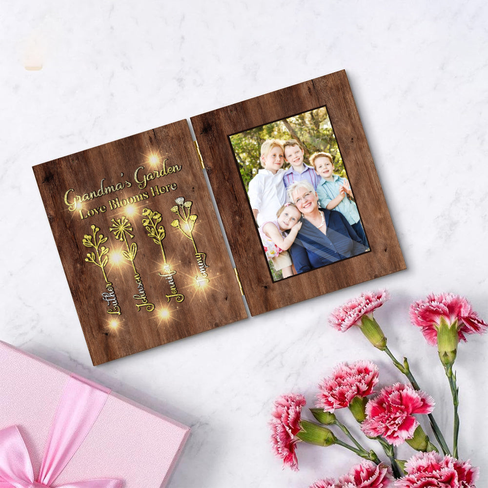 Grandma's Garden - Personalized Grandma Foldable Photo Frame with Light
