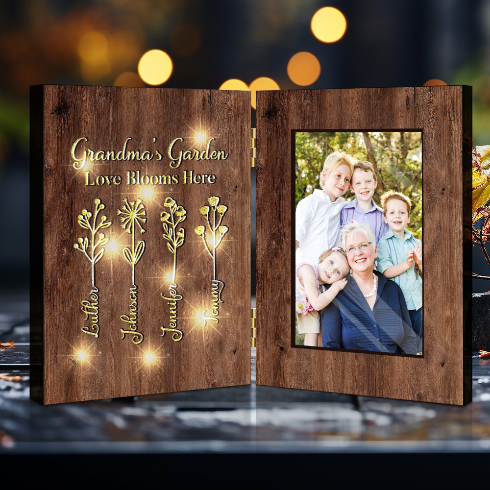 Grandma's Garden - Personalized Grandma Foldable Photo Frame with Light