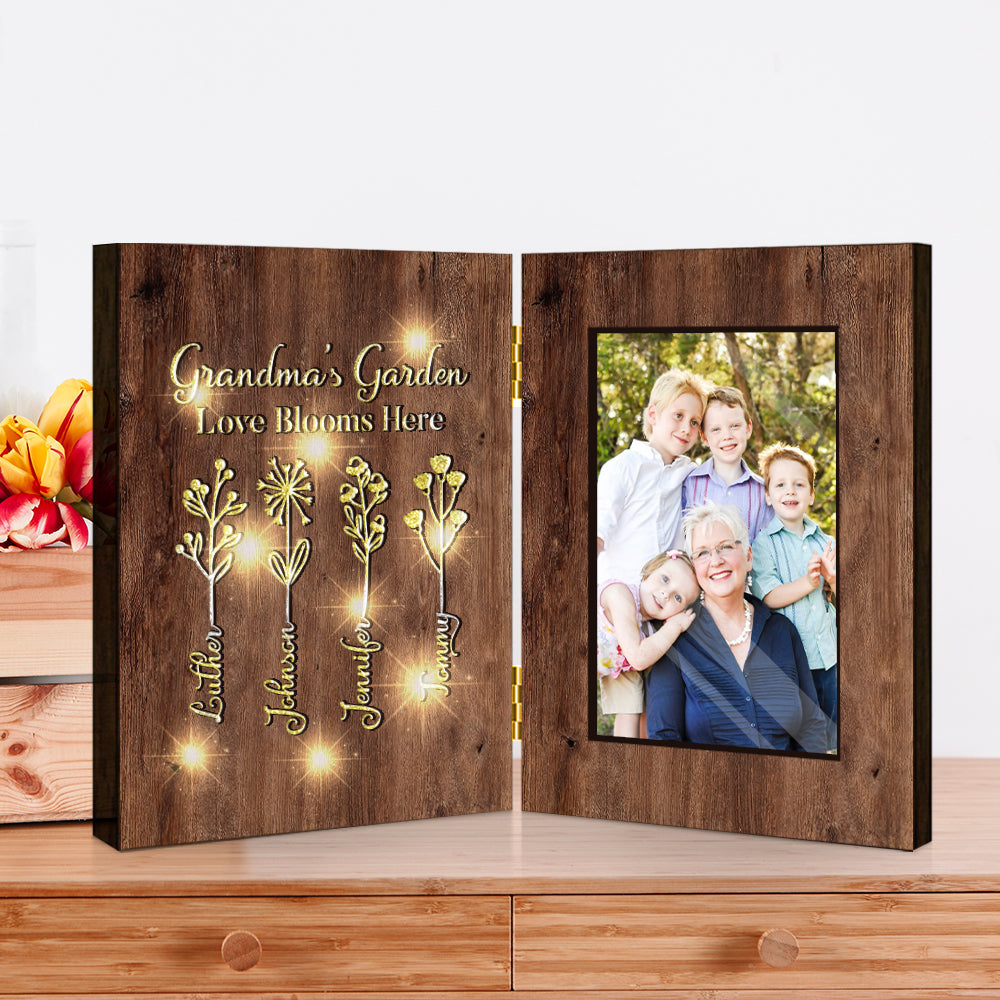 Grandma's Garden - Personalized Grandma Foldable Photo Frame with Light