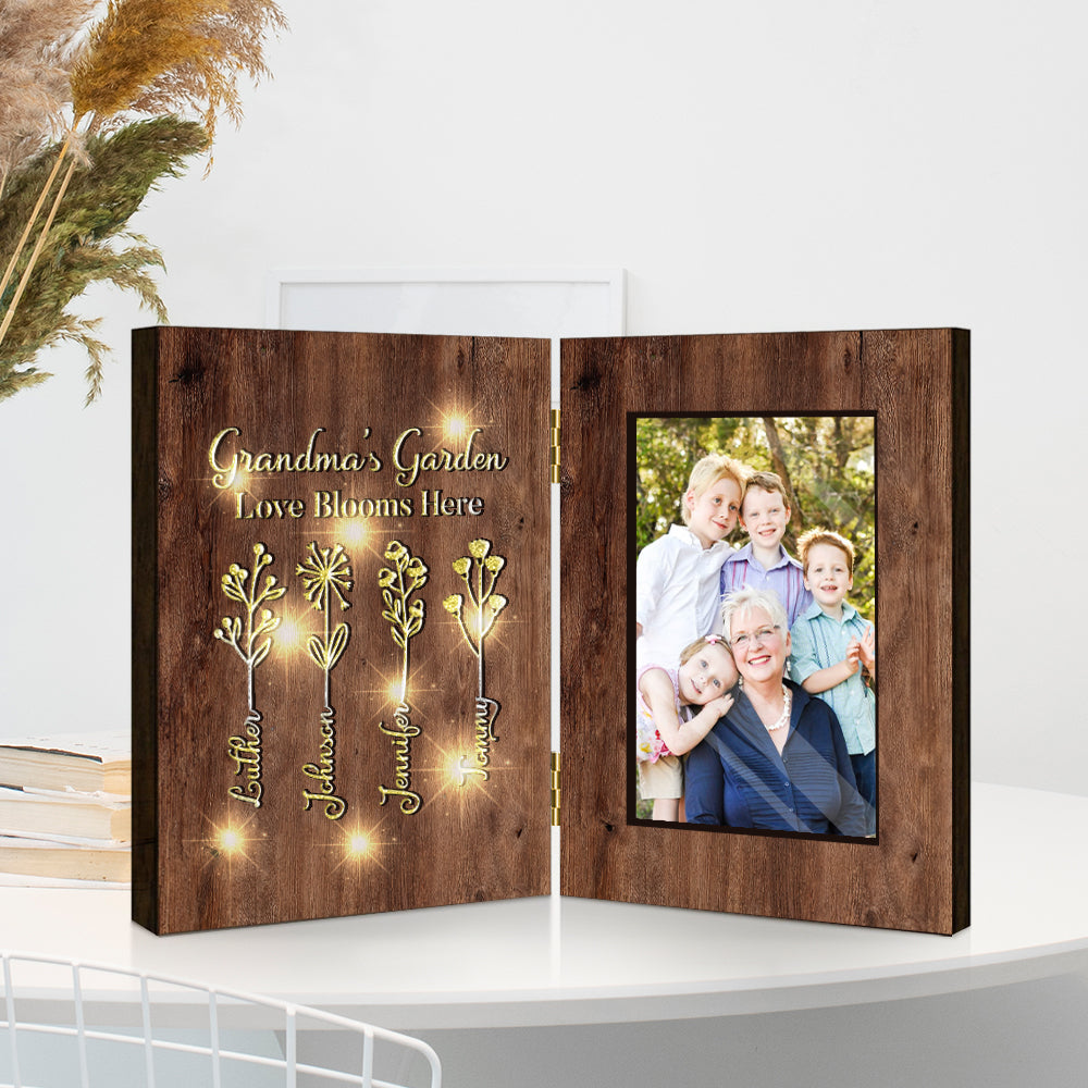 Grandma's Garden - Personalized Grandma Foldable Photo Frame with Light