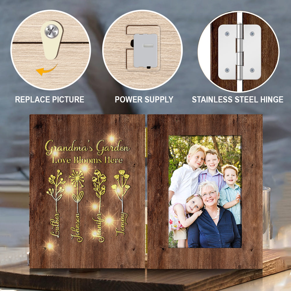 Grandma's Garden - Personalized Grandma Foldable Photo Frame with Light