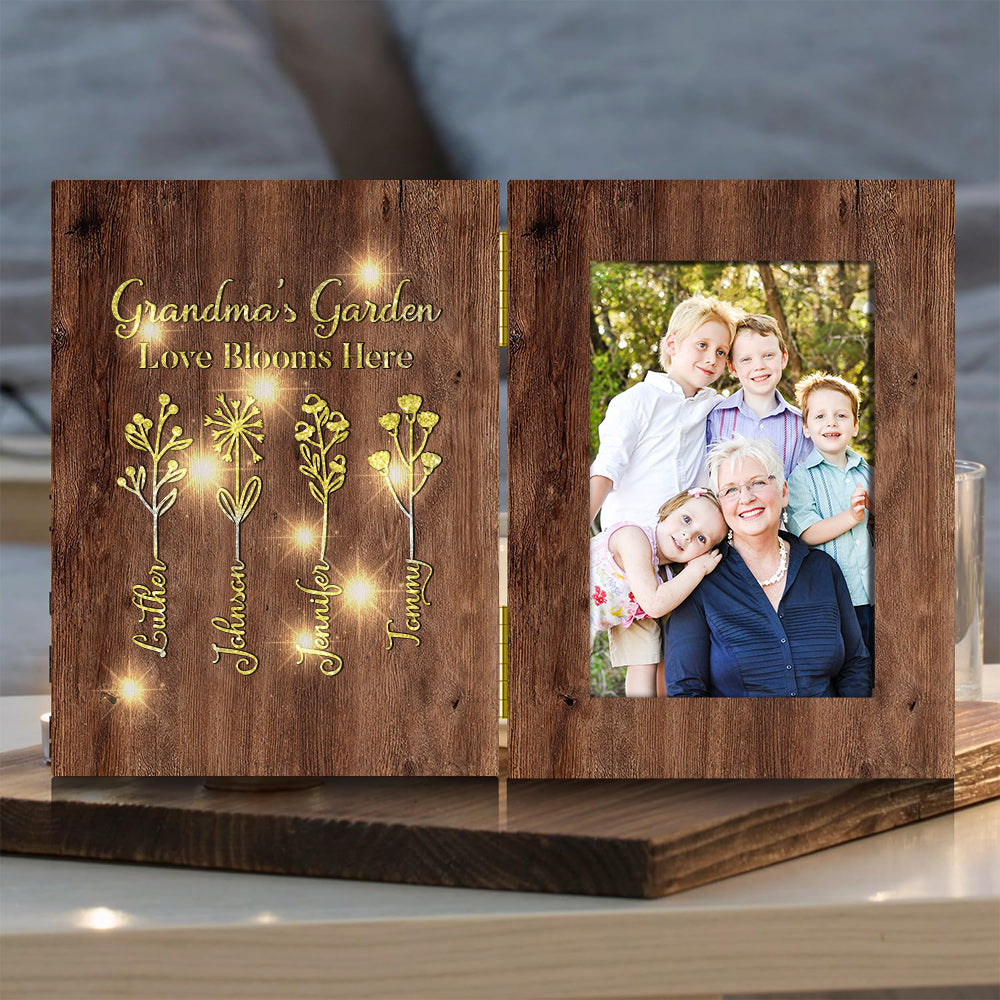 Grandma's Garden - Personalized Grandma Foldable Photo Frame with Light