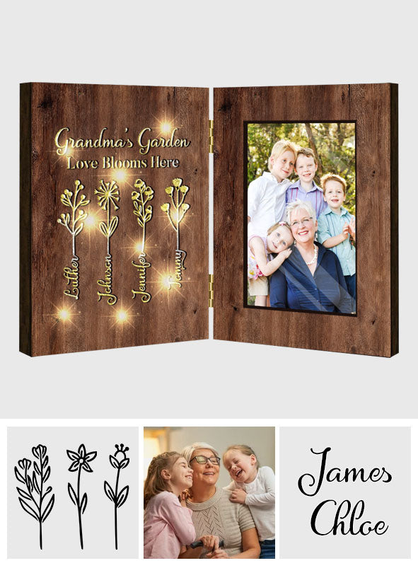 Grandma's Garden - Personalized Grandma Foldable Photo Frame with Light