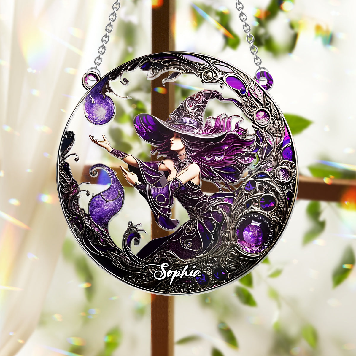 Beautiful Witch - Personalized Witch Window Hanging Suncatcher Ornament