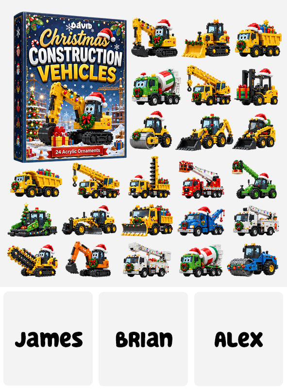 Christmas Construction Vehicles - Personalized Kid Advent Calendar With 3D Collectibles