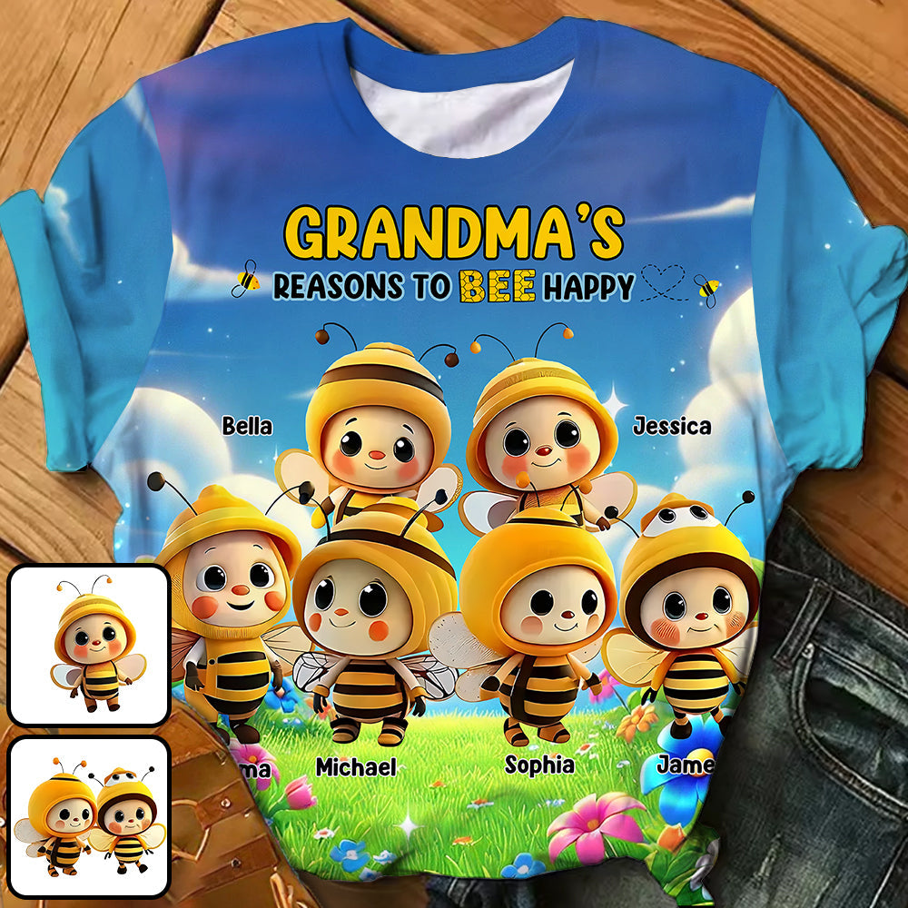 Reason To Bee Happy - Personalized Grandma All Over Shirt