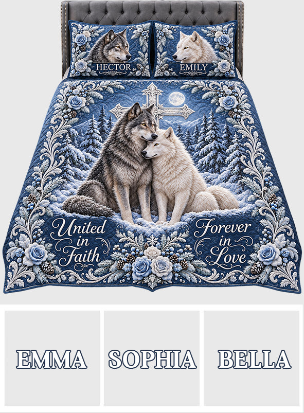 Unis dans la Foi - Ensemble de Couette Personnalisé avec Loups
