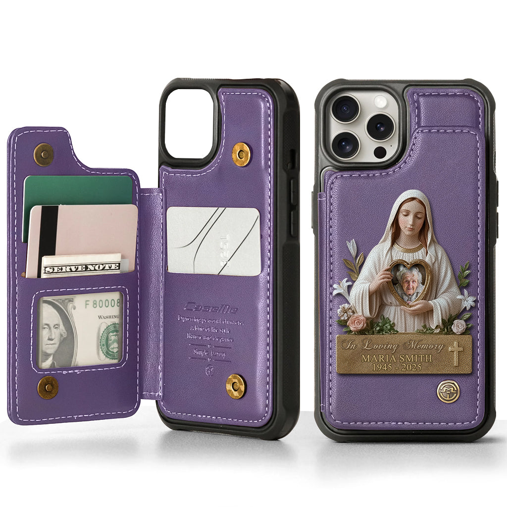 Virgin Mary Memorial - Personalized Memorial Wallet Phone Case