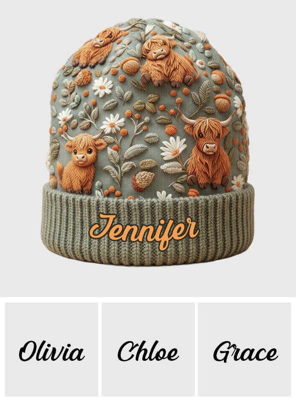 Highland Cow Farm - Personalized Highland Cow Beanie Hat