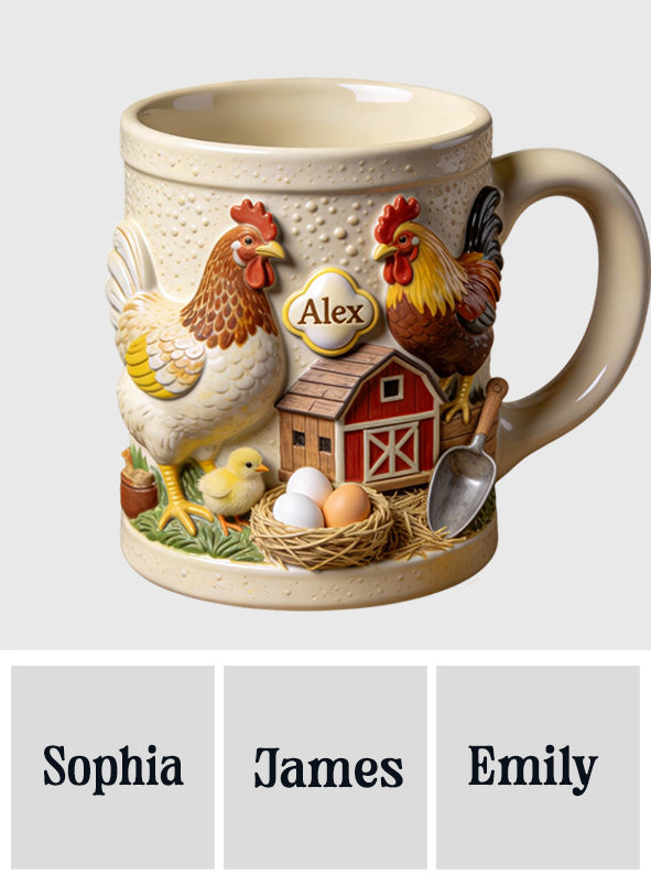 Liebe Hühnchen – Personalisierte Tasse und Untersetzer mit Hühnermotiv