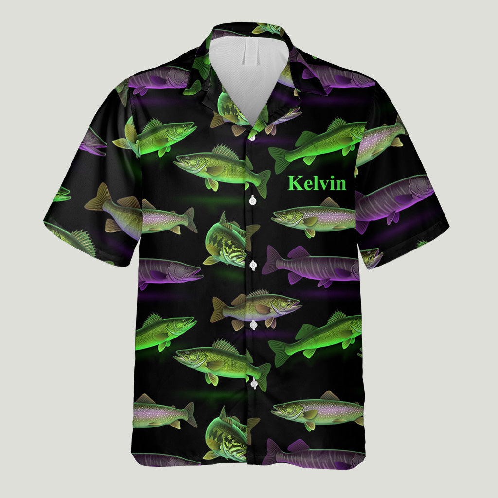 Neon Fishing Pattern - Personalized Fishing Hawaiian Shirt