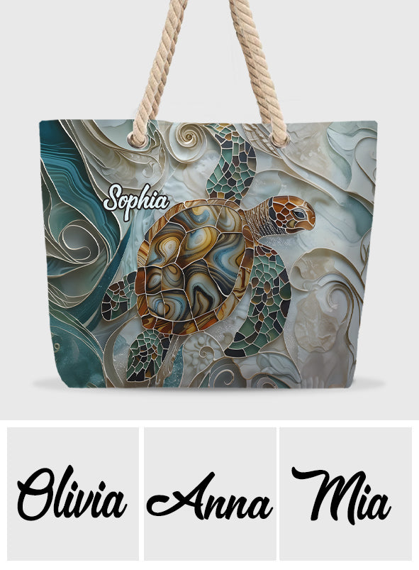 Meeresschildkröte – Personalisierte Strandtasche mit Schildkrötenmotiv