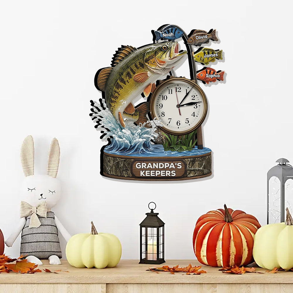 Dad's Best Catch - Personalized Fishing LED Light Wall Clock