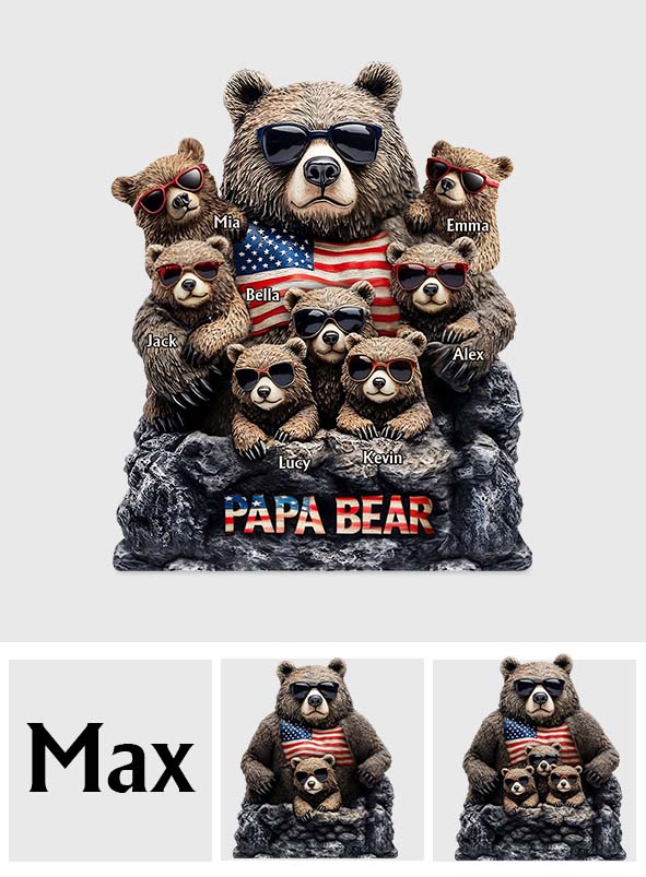 Papa Bear - Personalized Father Custom Shaped Acrylic Plaque