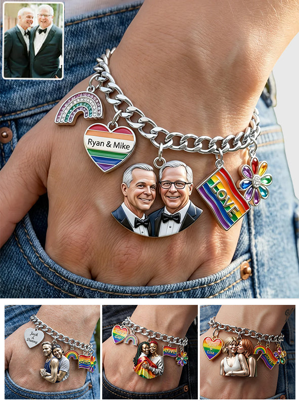 Liebe ist Liebe - Personalisierbares LGBT Unterstützungsarmband mit Charms