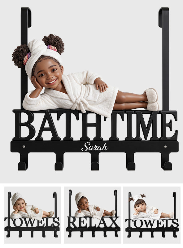 It's Bath Time - Personalized Kid Metal Door Hooks
