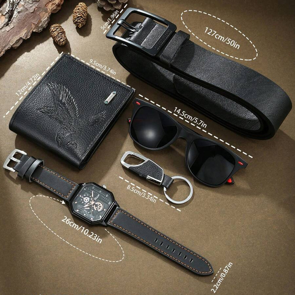 Quartz Watch Wallet Belt Gift Set