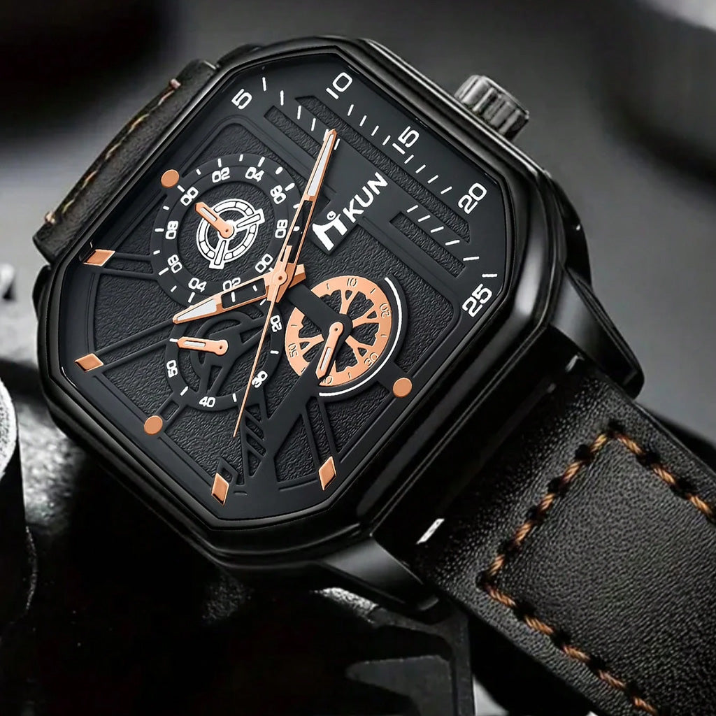 Quartz Watch Wallet Belt Gift Set