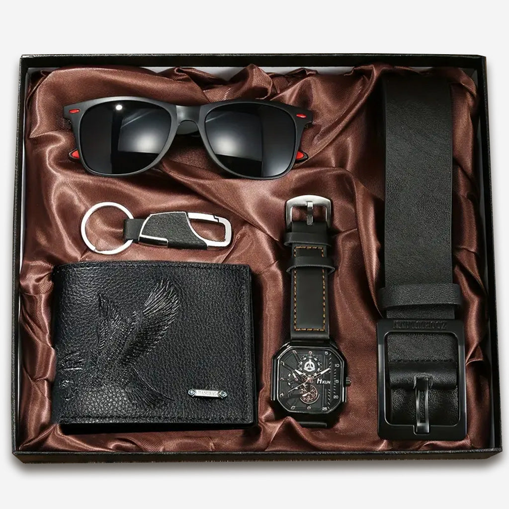 Quartz Watch Wallet Belt Gift Set