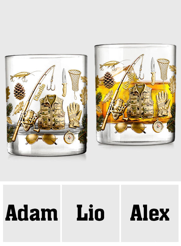 Passionné de pêche ? Verre à whisky personnalisé sur le thème de la pêche.