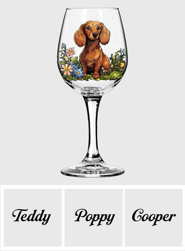 Verre à vin personnalisé pour chien avec photo de votre animal de compagnie et style vitrail - Verre à vin à longue tige