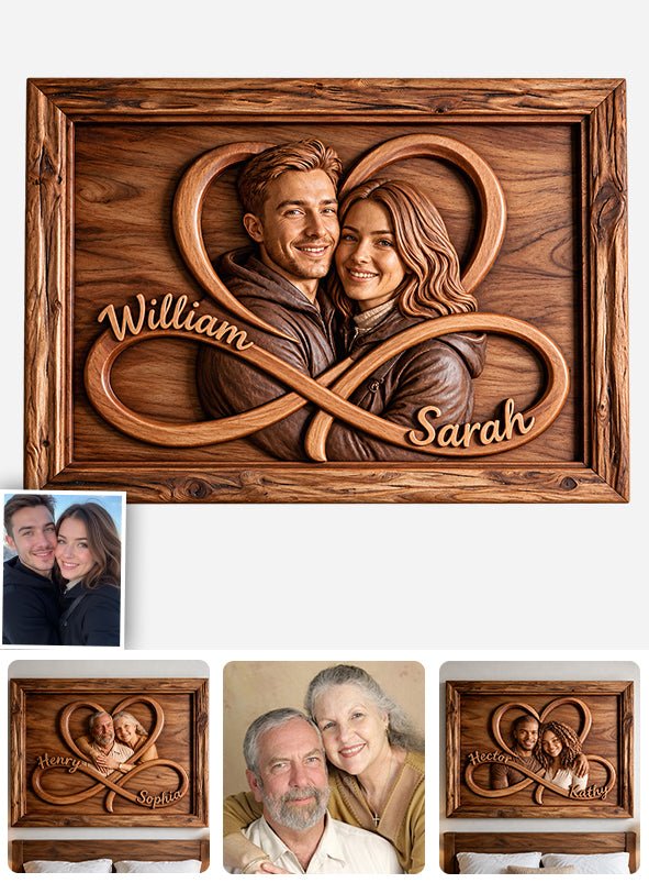 Love You Infinite - Personalized Couple Custom Shaped Wood Sign